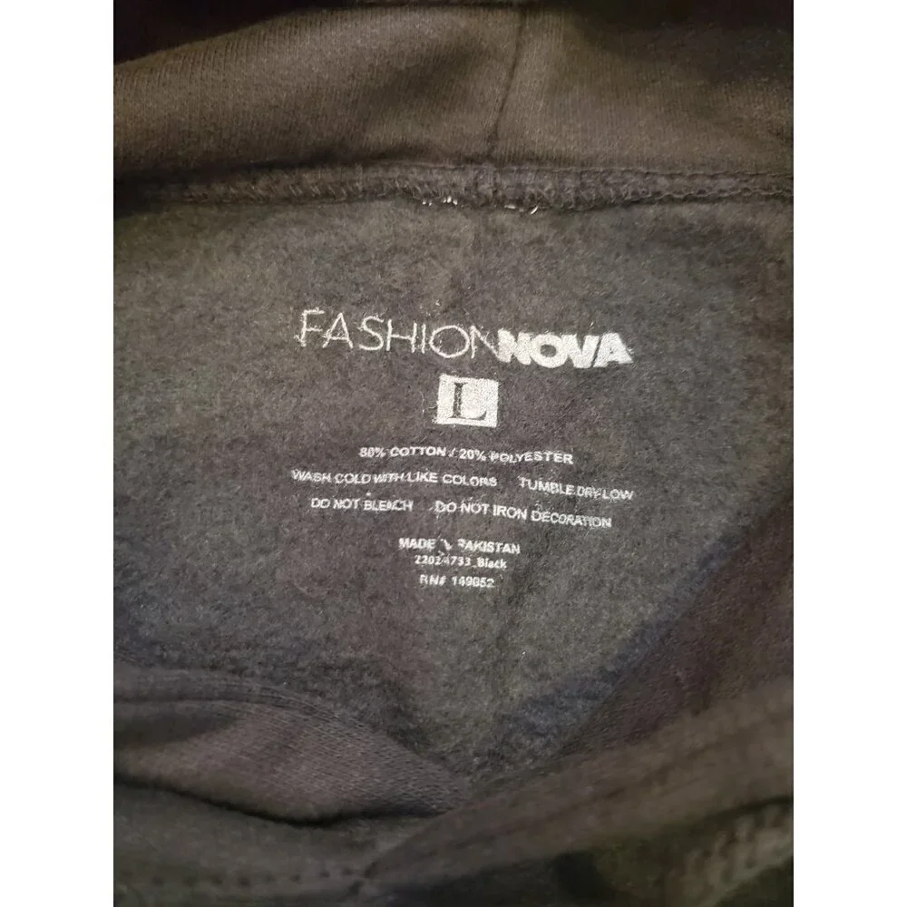 Fashion‎ Nova Hoodie Women's Size Large Black Green All Smiles Over Here NWOT